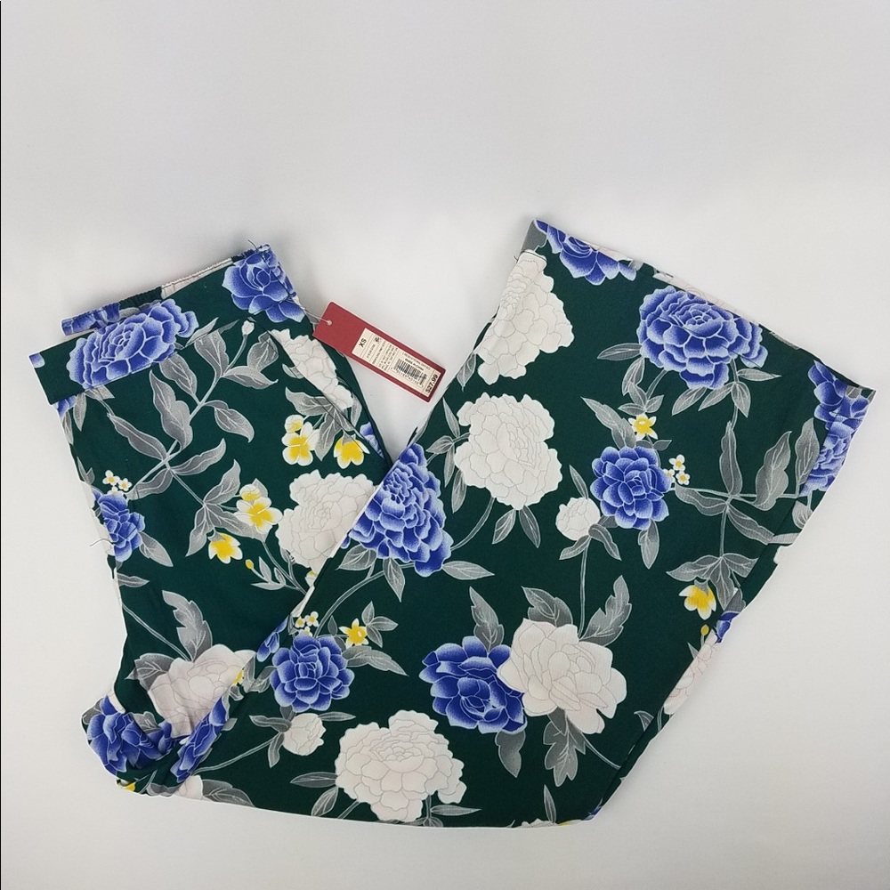 Floral Wide Leg Cropped Capri Pants Size XS